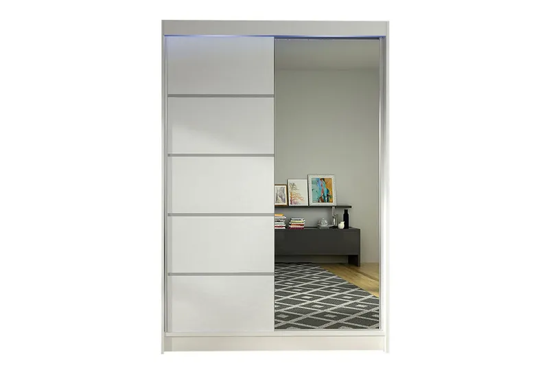 Liverpool Garderob med Spegel 120x200 cm - Vit (Art.nr 3067714) — Vit