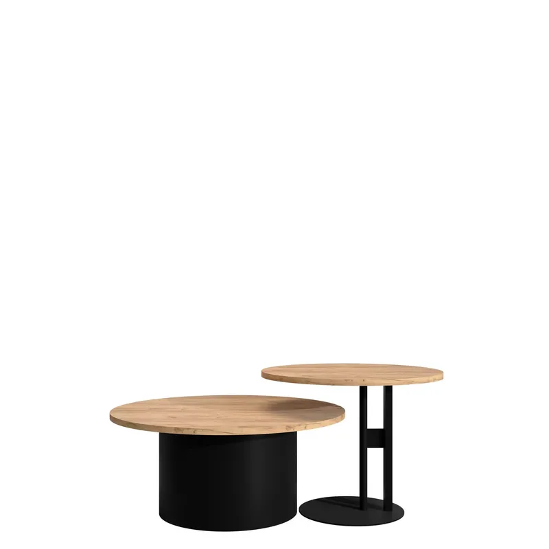 Lorvyn Satsbord rund 58/75 cm - Svart, natur — Svart, natur