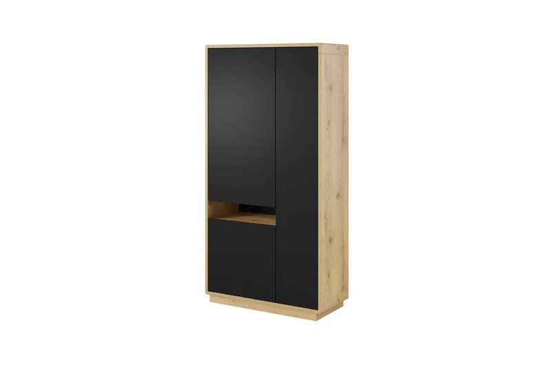 Louetta Vitrinskåp 40 cm djup 92 cm bred 181 cm hög Trä - Brun/Svart — Brun/Svart