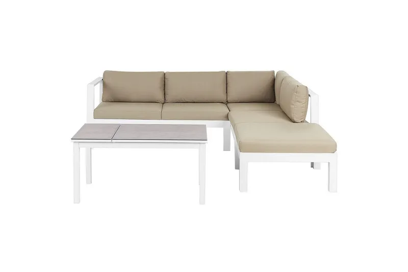 Loungegrupp 5-sits Messina Vit/Grå/Beige - Vit/Grå/Beige — Vit/Grå/Beige