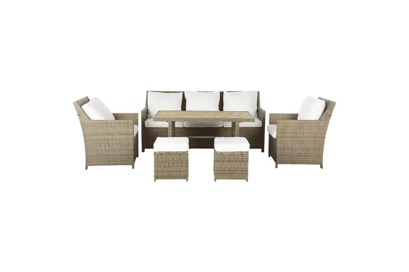 Loungegrupp med bord Fonti Vit/brun - Vit/brun — Vit/brun