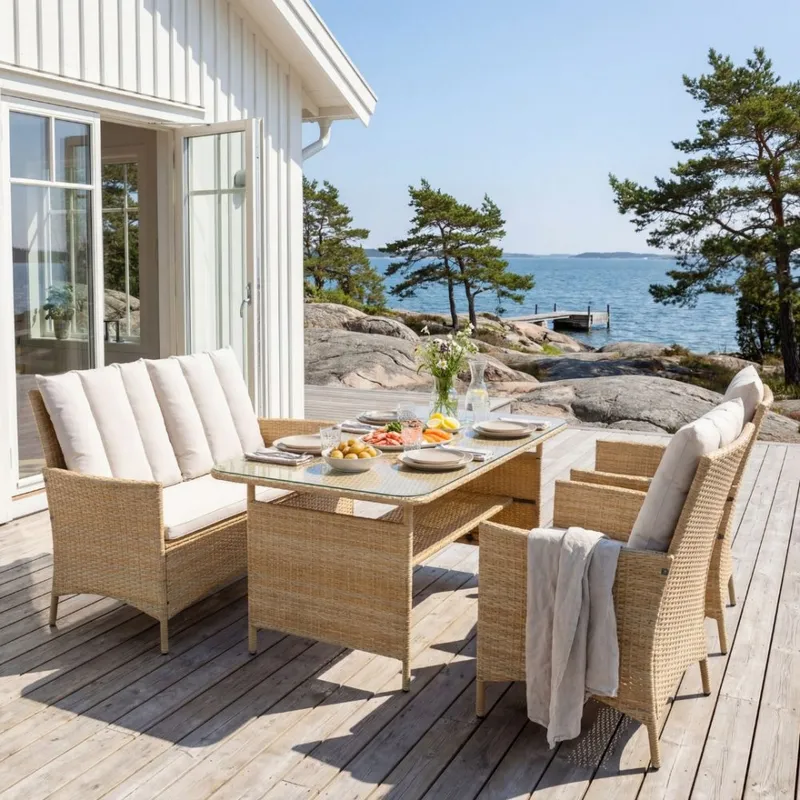 Loungegrupp med bord i beige  2 stolar & 2-sitssoffa | Gillinge — outl1.se