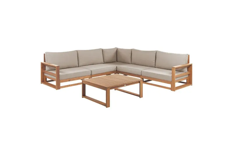 Loungegrupp Timor Ljus trä/grått/beige, Ja, Vändbar - Ljus trä/grått/beige, Ja, Vändbar — Ljus trä/grått/beige, Ja, Vändbar