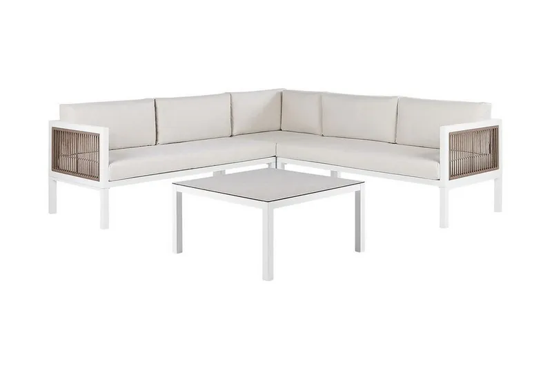 Loungegrupp Utomhus vit/brun BORELLO - Vit — Vit