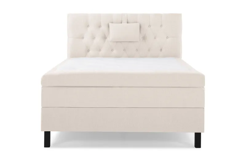 Lucky Komplett Sängpaket 120x200 Polyeter Diamant Sänggavel - Nackkudde Liten Beige — Bedly
