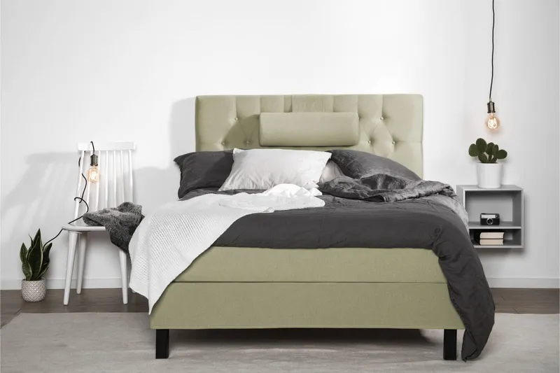 Lucky Komplett Sängpaket 120x200 Polyeter Diamant Sänggavel - Nackkudde Stor Grön — Bedly