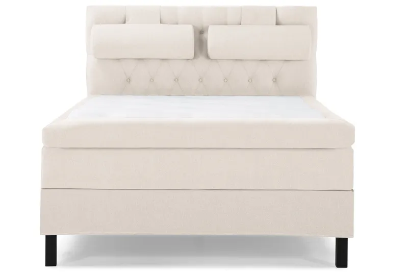 Lucky Komplett Sängpaket 140x200 Memory Diamant Sänggavel - Nackkudde Stor Beige — Bedly