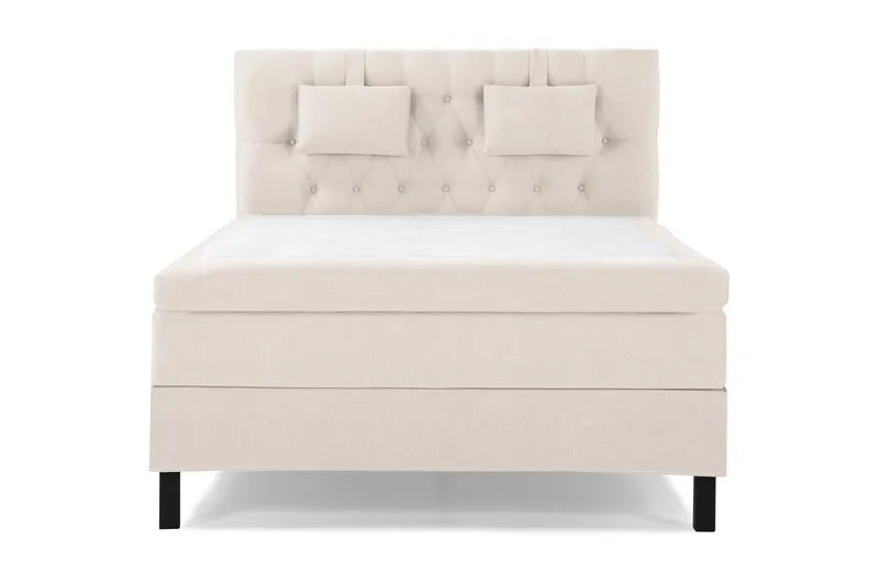 Lucky Komplett Sängpaket 140x200 Polyeter Diamant Sänggavel - Nackkudde Liten Beige — Bedly