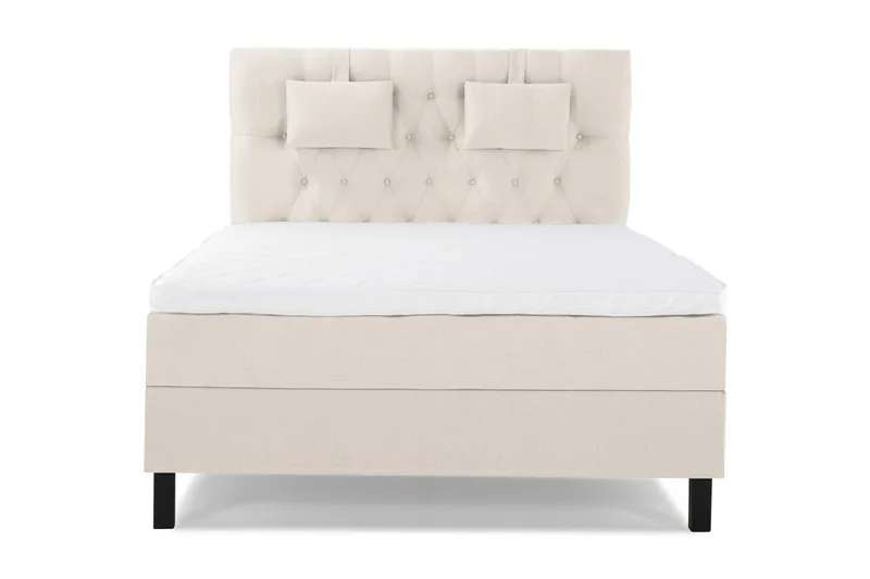 Lucky Komplett Sängpaket 140x200 Skum Diamant Sänggavel - Nackkudde Liten Beige — Bedly