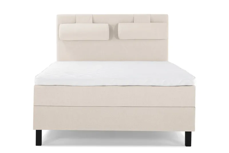 Lucky Komplett Sängpaket 140x200 Skum Slät Sänggavel - Nackkudde Stor Beige — Bedly