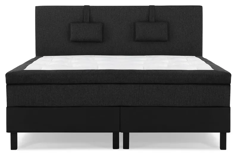Lucky Komplett Sängpaket 160x200 Latex Slät - Nackkudde Liten Svart/Grå/PU — Bedly