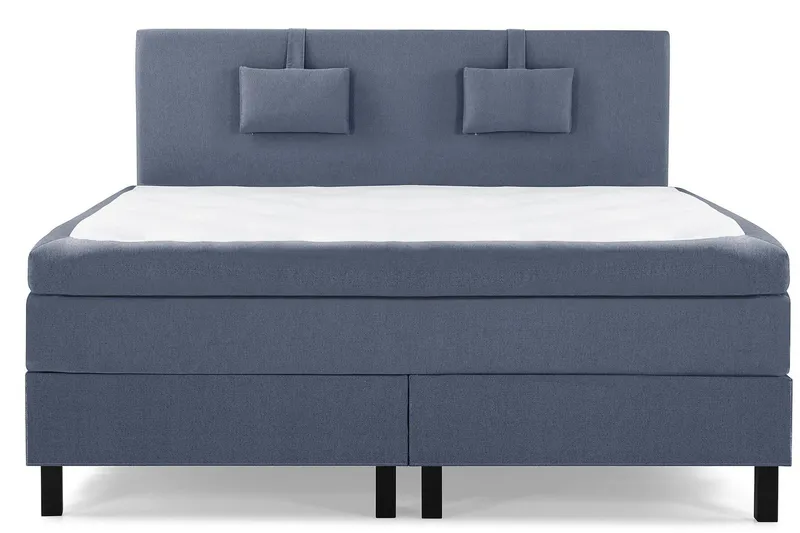 Lucky Komplett Sängpaket 160x200 Memory Slät Sänggavel - Nackkudde Liten Mörkblå — Bedly