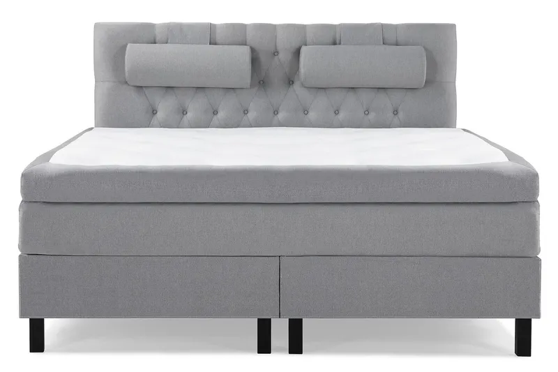 Lucky Komplett Sängpaket 160x200 Polyeter Diamant Sänggavel - Nackkudde Stor Mellangrå — Bedly