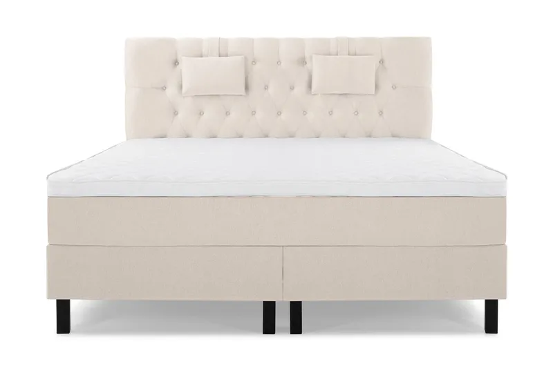 Lucky Komplett Sängpaket 160x200 Skum Diamant Sänggavel - Nackkudde Liten Beige — Bedly