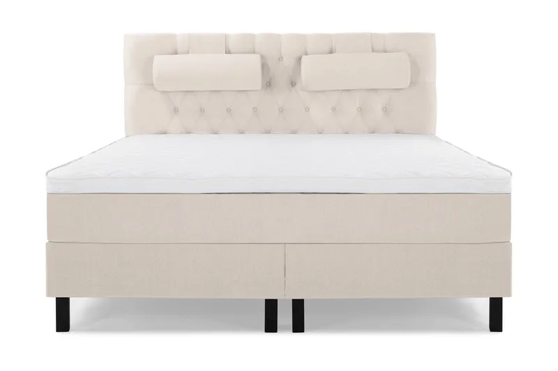 Lucky Komplett Sängpaket 160x200 Skum Diamant Sänggavel - Nackkudde Stor Beige — Bedly