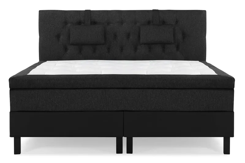 Lucky Komplett Sängpaket 180x200 Latex Diamant - Nackkudde Liten Svart/Grå/PU — Bedly