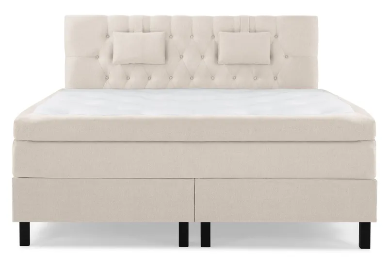 Lucky Komplett Sängpaket 180x200 Latex Diamant Sänggavel - Nackkudde Liten Beige — Bedly