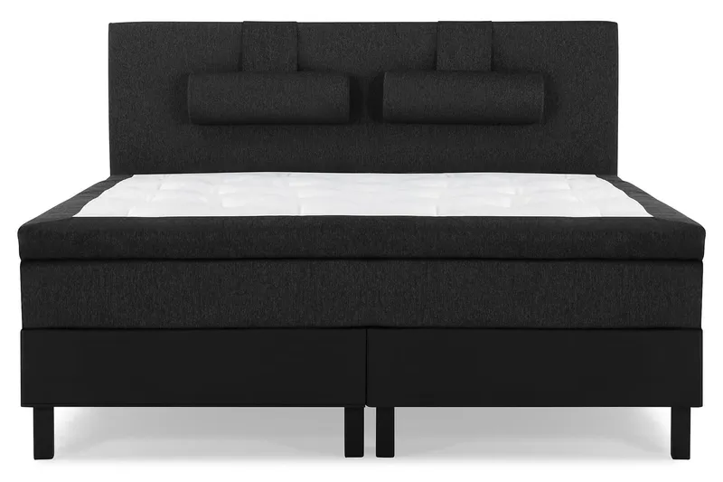 Lucky Komplett Sängpaket 180x200 Latex Slät - Nackkudde Stor Svart/Grå/PU — Bedly