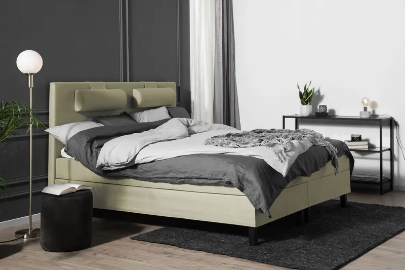 Lucky Komplett Sängpaket 180x200 Latex Slät Sänggavel - Nackkudde Liten Grön — Bedly