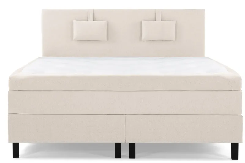 Lucky Komplett Sängpaket 180x200 Polyeter Slät Sänggavel - Nackkudde Liten Beige — Bedly