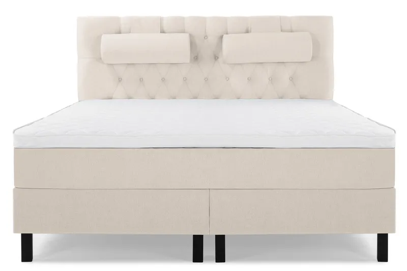 Lucky Komplett Sängpaket 180x200 Skum Diamant Sänggavel - Nackkudde Stor Beige — Bedly