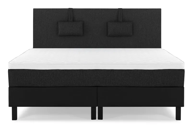 Lucky Komplett Sängpaket 180x200 Skum Slät - Nackkudde Liten Svart/Grå/PU — Bedly