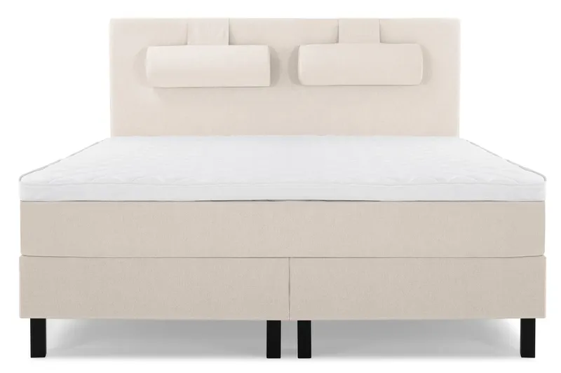 Lucky Komplett Sängpaket 180x200 Skum Slät Sänggavel - Nackkudde Stor Beige — Bedly
