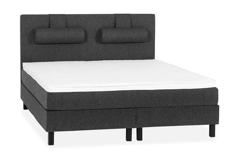 Lucky Sängpaket 150x200 SkumSlät Sänggavel Nackkudde - Nackkudde Stor Svart/Grå — Bedly