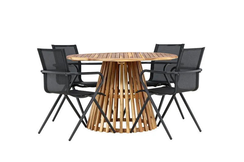 Lumpur Matgrupp Utomhus 110 cm Rund med 4 Alina Utestolar - Natur — Natur
