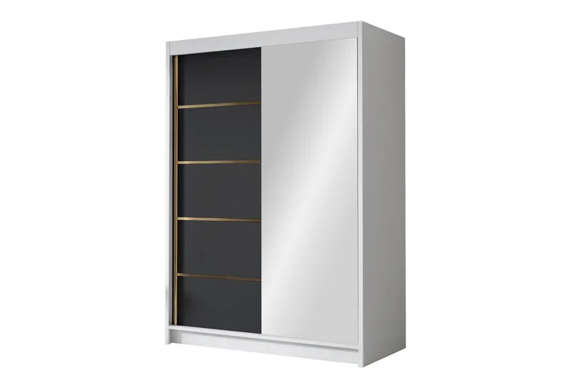 Lungos Garderob med Spegel 120x200 cm - Svart/Vit — Svart/Vit