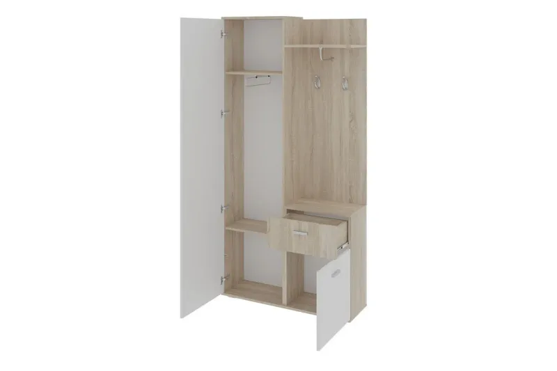 Lux Garderob 97x30x195 cm LED-belysning - Beige/Vit — Beige/Vit