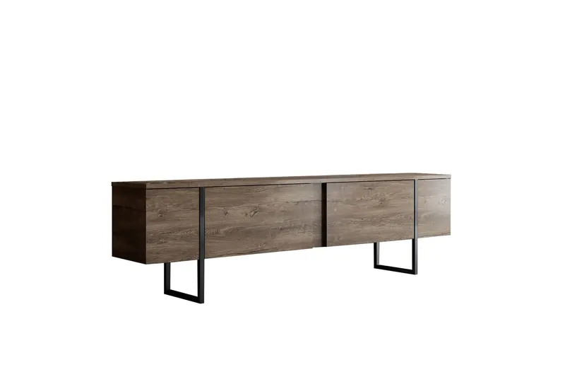 Luxe Tv bänk med Förvaring 180x50 cm - Brun / Svart / Trä — Brun / Svart / Trä