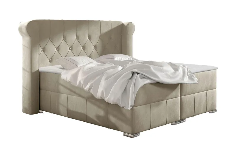 Lyckorna Kontinentalsäng 120x200 cm LED-belysning - Beige — Beige