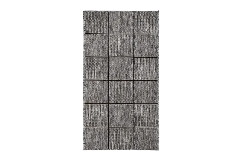 Madrid Square Flatvävd Matta 80x340 - Grå/Svart — KM Home