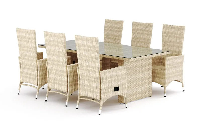 Majestic Matgrupp Utomhus 210 + 6 Jenny Ställbar Fåtölj Comfort Garden Beige — Comfort Garden