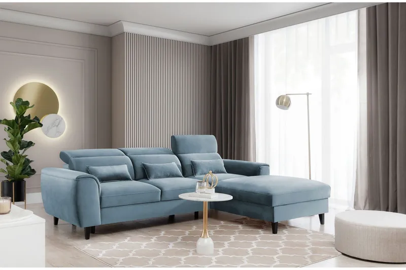 Manni 3-sits Bäddsoffa m. Divan med Förvaring - Blå (Art.nr 1767152) — Blå