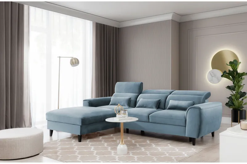 Manni 3-sits Bäddsoffa m. Divan med Förvaring - Blå (Art.nr 1767160) — Blå