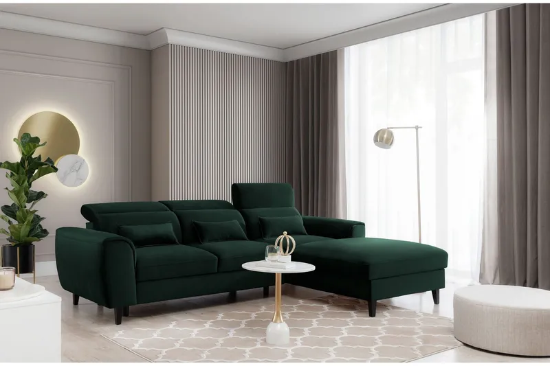 Manni 3-sits Bäddsoffa m. Divan med Förvaring - Grön (Art.nr 1767142) — Grön