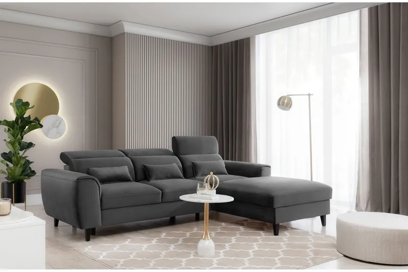Manni 3-sits Bäddsoffa m. Divan med Förvaring - Mörkgrå (Art.nr 1767143) — Mörkgrå