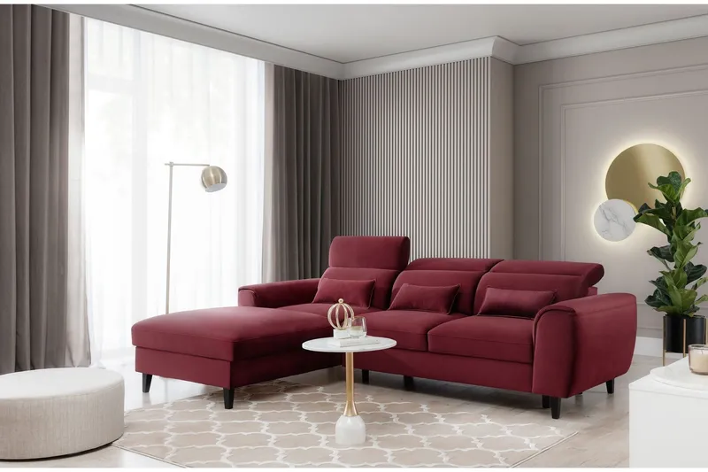 Manni 3-sits Bäddsoffa m. Divan med Förvaring - Röd (Art.nr 1767146) — Röd