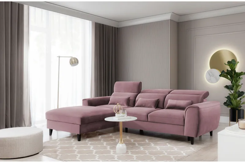 Manni 3-sits Bäddsoffa m. Divan med Förvaring - Rosa (Art.nr 1767161) — Rosa