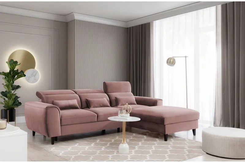 Manni 3-sits Bäddsoffa m. Divan med Förvaring - Rosa (Art.nr 1767147) — Rosa