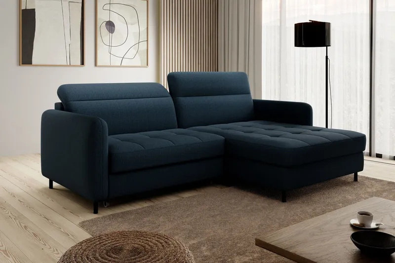 Manoti 3-sits Bäddsoffa m. Divan med Förvaring - Blå (Art.nr 1767217) — Blå