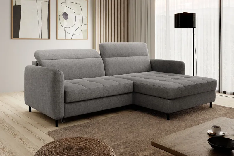 Manoti 3-sits Bäddsoffa m. Divan med Förvaring - Grå (Art.nr 1767220) — Grå