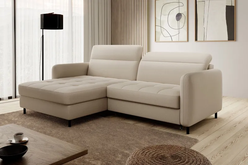 Manoti 3-sits Bäddsoffa m. Divan med Förvaring - Ljusbeige (Art.nr 1767194) — Ljusbeige