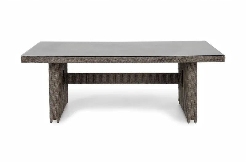Marcus Rektangulärt Matbord utomhus 160x90 cm i konstrotting med glasskiva - Grå — deNoord