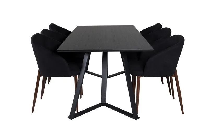 Marina Matgrupp 180 cm Rektangulär med 6 Arch stolar - Svart — Venture Home