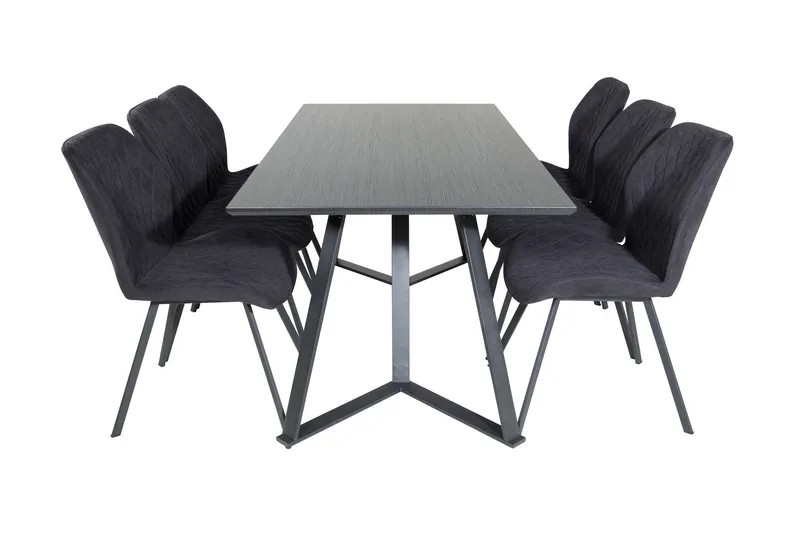 Marina Matgrupp 180 cm Rektangulär med 6 Gemma stolar - Svart (Art.nr 3059024) — Venture Home