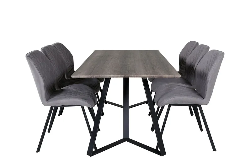 Marina Matgrupp 180 cm Rektangulär med 6 Gemma stolar - Svart (Art.nr 3059159) — Venture Home