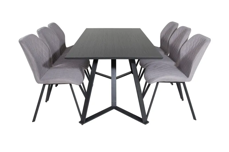 Marina Matgrupp 180 cm Rektangulär med 6 Gemma stolar - Svart (Art.nr 3059012) — Venture Home